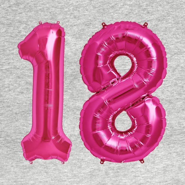 Hot Pink 18th Birthday Metallic Helium Balloons Numbers by podartist